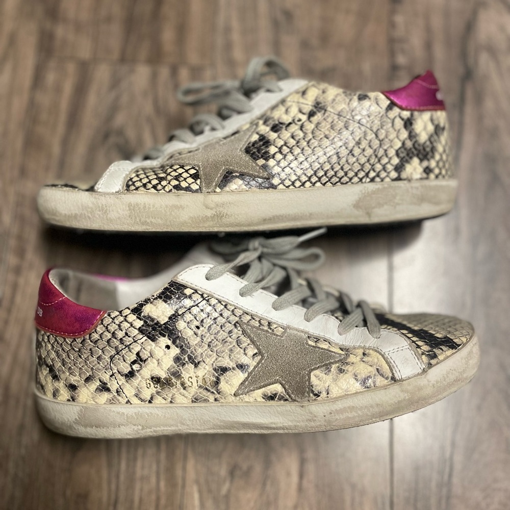 Golden Goose Superstar Python with Hot Pink back detail